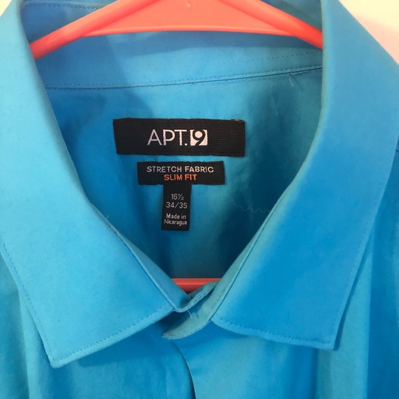 Apt 9 Dress Robin Egg Blue Shirt Size 16.5 34/35 - Picture 2 of 3